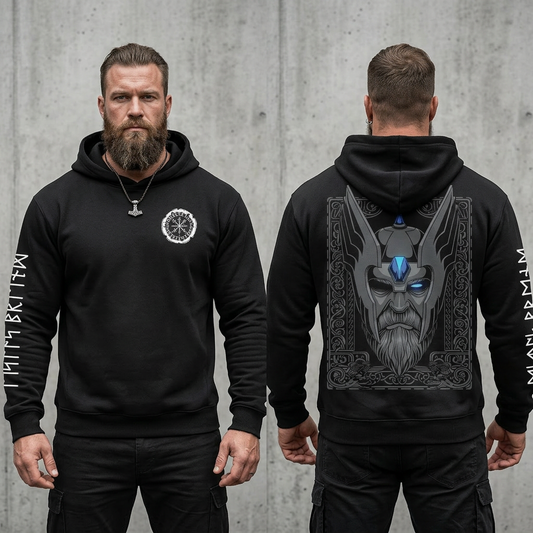 Odin’s Vision Hoodie – Norse Viking Allfather Design