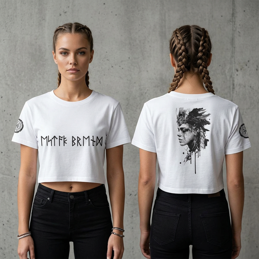 Valkyrie Shadow Crop Tee – Norse Warrior Edition