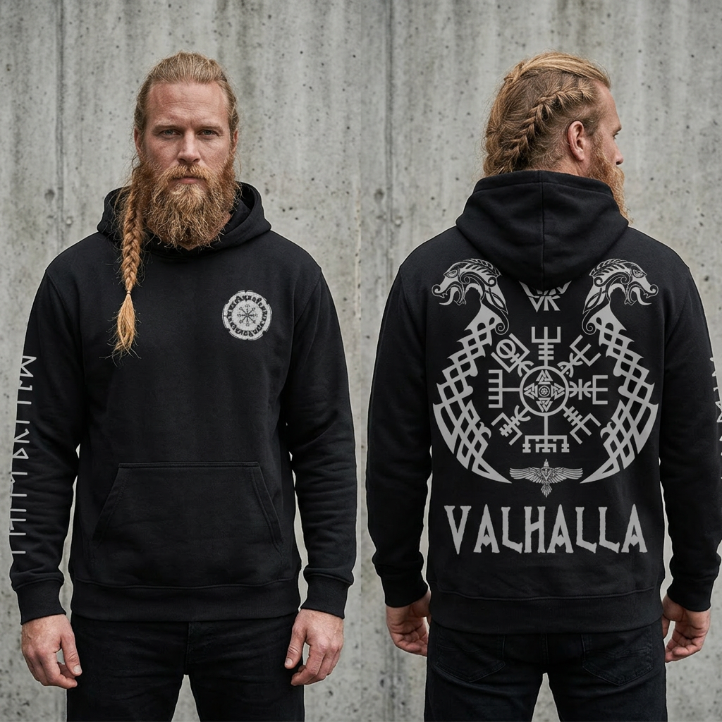 **Victory or Valhalla — Washed Viking Hoodie**
**Victory or Valhalla